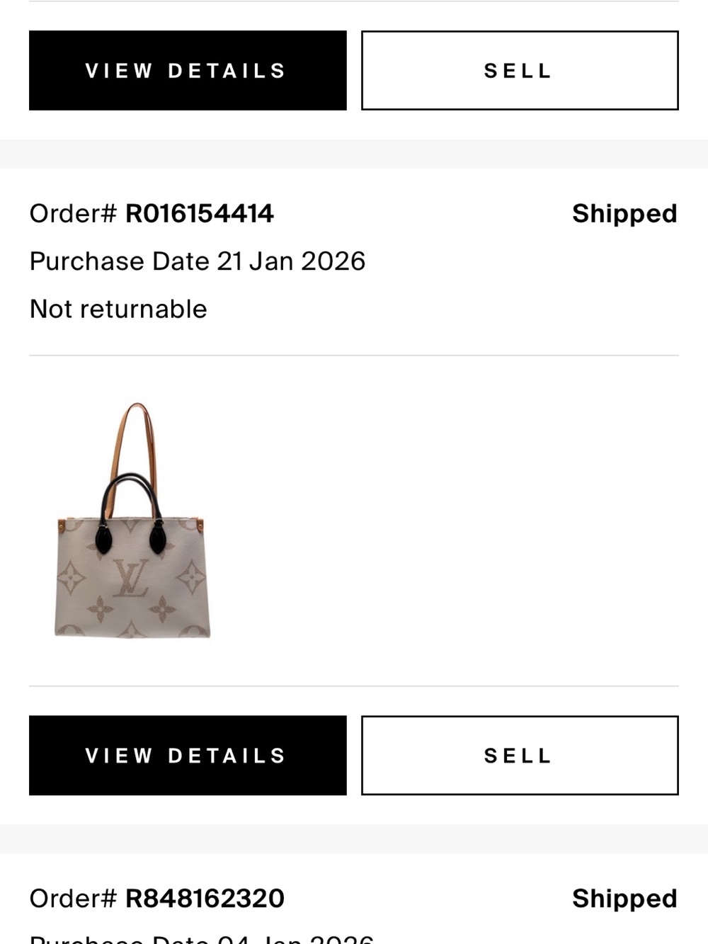 Louis Vuitton Cream & Tan Monogram Tote with Black Handles - Picture 8 of 8